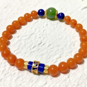 D91 Bead Bracelet: Red Agate Six-Character Mantra