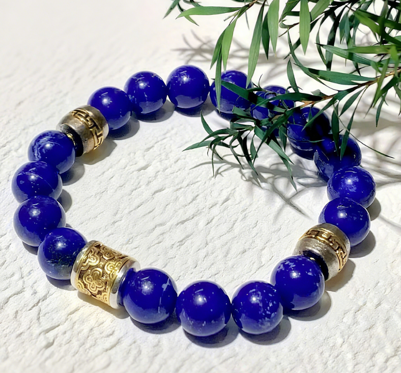 D98 Bead Bracelet: Jade Pattern of Auspicious Green